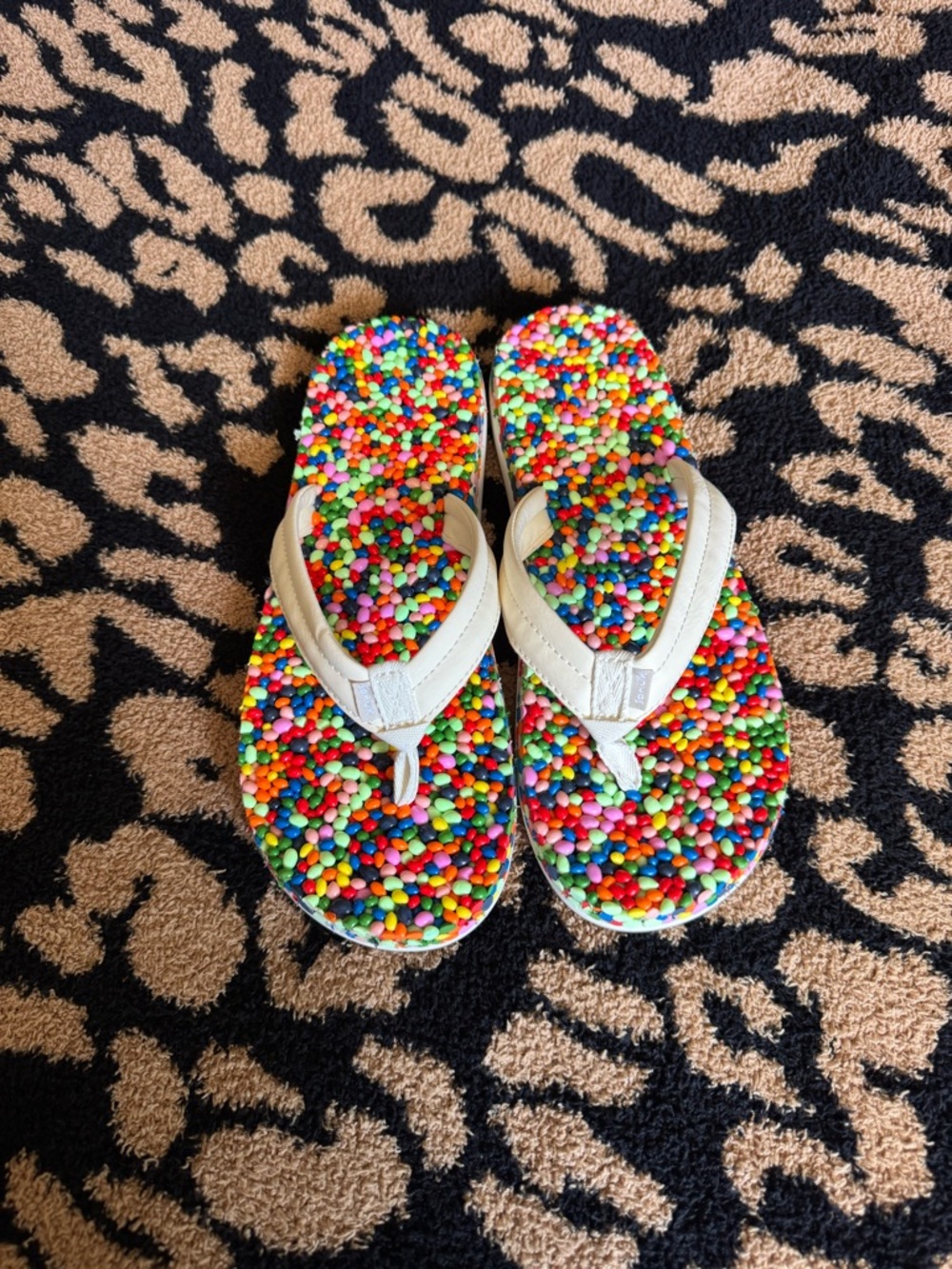 Sanuk Multicolor Bubblecush Flip Flop Sandals with White Straps